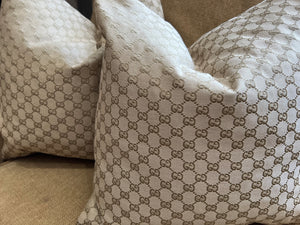Designer Tan Logo Square Pillows    Price per Pillow Cover