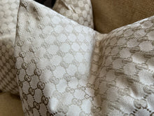 Load image into Gallery viewer, Designer Tan Logo Square Pillows    Price per Pillow Cover
