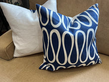 Load image into Gallery viewer, Designer Blue &amp; White Ribbon Square Pillows    Price per Pillow Cover