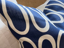 Load image into Gallery viewer, Designer Blue &amp; White Ribbon Square Pillows    Price per Pillow Cover