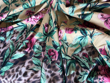 Load image into Gallery viewer, #1544 Designer Yellow &amp; Pink Roses Silk Remnant