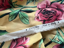 Load image into Gallery viewer, #1544 Designer Yellow &amp; Pink Roses Silk Remnant