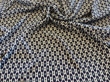Load image into Gallery viewer, Blue &amp; White Geometric 100% Silk Crepe de Chine    1/4 Metre Price