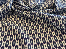 Load image into Gallery viewer, Blue &amp; White Geometric 100% Silk Crepe de Chine    1/4 Metre Price