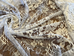 #1170  White Solstice Double Scalloped Chantilly Lace Remnant.