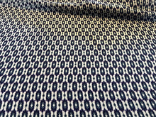 Load image into Gallery viewer, Blue &amp; White Geometric 100% Silk Crepe de Chine    1/4 Metre Price