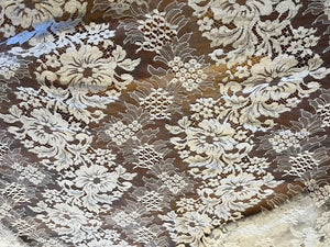 #1170  White Solstice Double Scalloped Chantilly Lace Remnant.