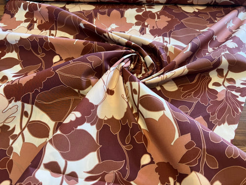 Retro Vintage Copper Floral Garden 100% Cotton    1/4 Metre Price