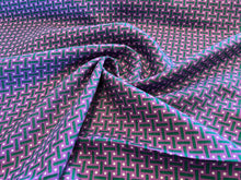Load image into Gallery viewer, Fuchsia &amp; Green Geometric 100% Linen     1/4 Metre Price