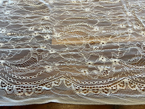 #1168  Ivory Double Scalloped Chantilly Lace Remnant. 2x available