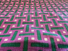 Load image into Gallery viewer, Fuchsia &amp; Green Geometric 100% Linen     1/4 Metre Price