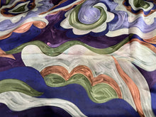 Load image into Gallery viewer, Painted Royal &amp; Purple Waves of Paisley 100% Silk.   1/4 Metre Price