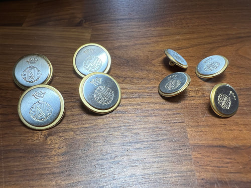 Silver with Gold Ring Crested Suiting Button   Price per Button