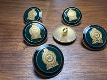 Load image into Gallery viewer, Green &amp; Gold Crest Suiting Button    Price per Button