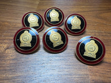Load image into Gallery viewer, Burgundy &amp; Gold Crest Suiting Button    Price per Button