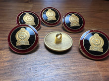 Load image into Gallery viewer, Burgundy &amp; Gold Crest Suiting Button    Price per Button