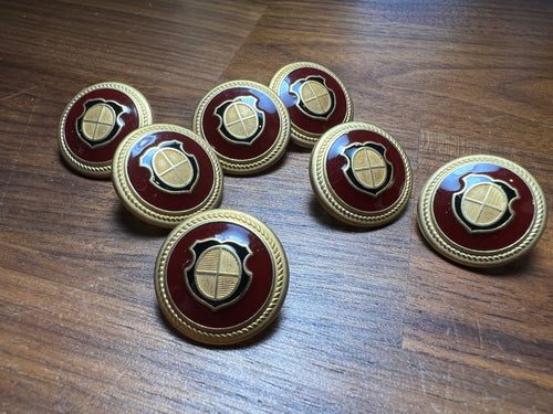 Burgundy & Gold Coat of Arms Suiting Button    Price per Button