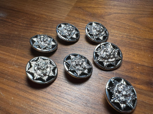 Silver & Black Lion Metal Button    Price per Button
