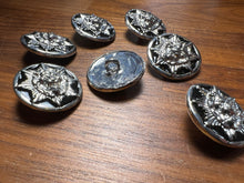 Load image into Gallery viewer, Silver &amp; Black Lion Metal Button    Price per Button