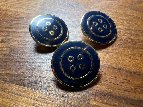 Navy & Gold Couture Metal Button    Price per Button