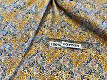 Load image into Gallery viewer, Yellow &amp; Blue Floral and Thistles Print.   100% Cotton.  1/4 Metre Price