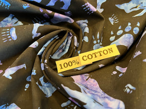 Black & Indigo Bear Batik   100% Cotton.  1/4 Metre Price