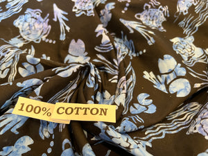 Black & Indigo Turtle Batik   100% Cotton.  1/4 Metre Price