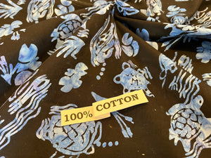 Black & Indigo Turtle Batik   100% Cotton.  1/4 Metre Price