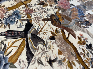 Designer Exotic Bird 100% Silk Charmeuse Jacquard.   1/4 metre price
