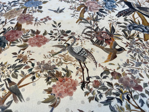 Designer Exotic Bird 100% Silk Charmeuse Jacquard.   1/4 metre price