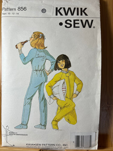 Kwik Sew Pattern #856  Size 10-12-14