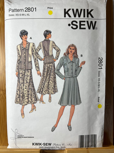 Kwik Sew Pattern #2801 Size XS-S-M-L-XL