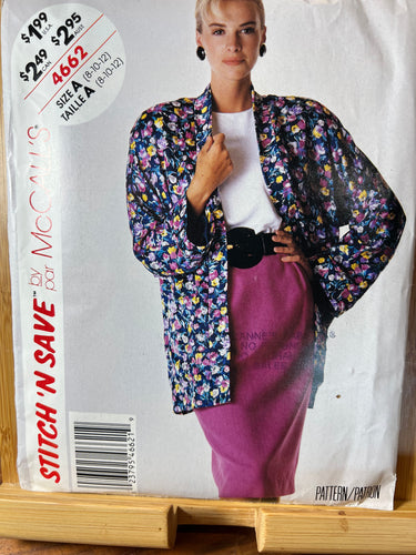 McCall's Vintage Sewing Pattern #4662 Size 8-10-12
