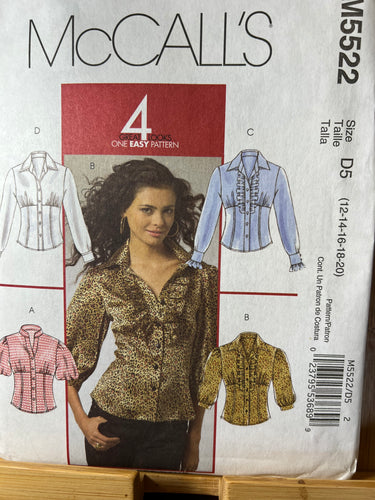 McCall's Vintage Sewing Pattern #5522 Size 12-14-16-18-20