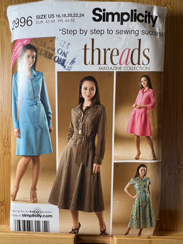 Simplicity Sewing Pattern #2996 Size 16-18-20-22-24
