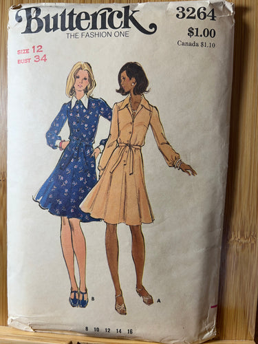 Vintage Butterick Sewing Pattern #3264 Size 12