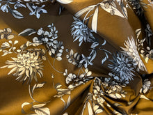 Load image into Gallery viewer, Moss Brown Floral Garden 95% Cotton 5% Elastane.   1/4 Metre Price