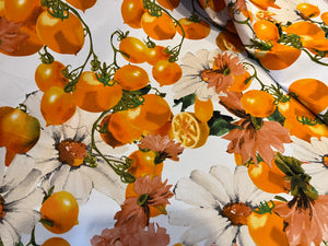Fresh Oranges & Daisies 95% Cotton 5% Elastane.   1/4 Metre Price
