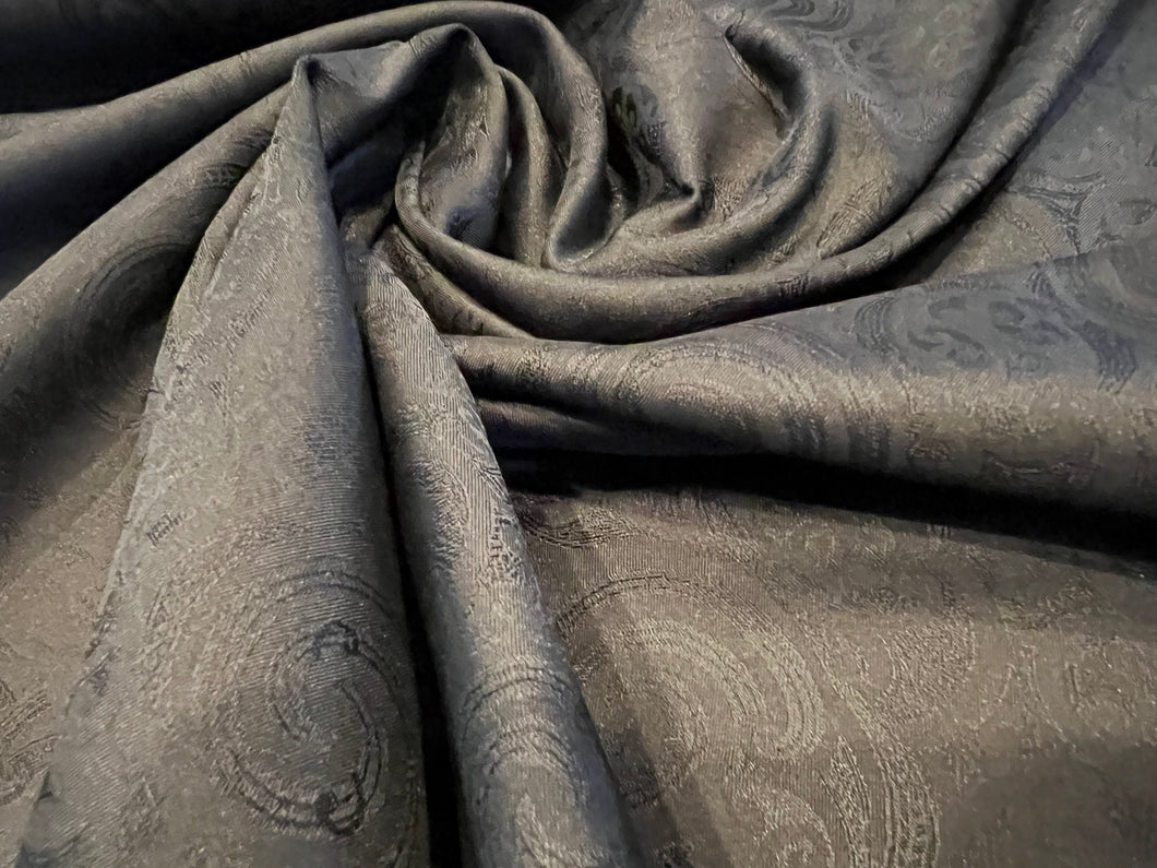 Black Swirl Print 100% Viscose Lining.    1/4 Meter Price