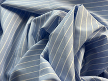 Load image into Gallery viewer, #1819  Baby Blue &amp; White Stripe Italian 100% Cotton Shirting Remnant