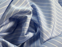 Load image into Gallery viewer, #1819  Baby Blue &amp; White Stripe Italian 100% Cotton Shirting Remnant