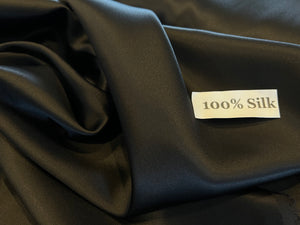 Ebony Black 100% Silk Charmeuse.  1/4 Metre Price
