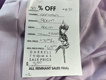 Load image into Gallery viewer, #1831  Pale Lavender Italian 100% Cotton Shirting Remnant