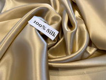 Load image into Gallery viewer, Metallic Yellow Gold 100% Silk Charmeuse.  1/4 Metre Price