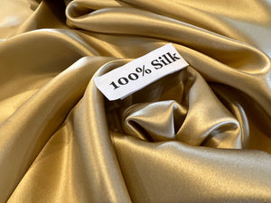 Metallic Yellow Gold 100% Silk Charmeuse.  1/4 Metre Price