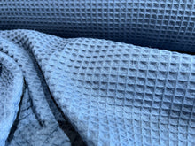 Load image into Gallery viewer, Steel Blue 100% Organic Cotton Waffle.    1/4 Metre Price