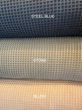 Load image into Gallery viewer, Steel Blue 100% Organic Cotton Waffle.    1/4 Metre Price