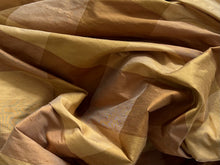 Load image into Gallery viewer, #1611 Gold Brown Plaid Check  Dupioni/Shantung 100% Silk Remnant 70% off!!