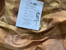 Load image into Gallery viewer, #1611 Gold Brown Plaid Check  Dupioni/Shantung 100% Silk Remnant 70% off!!