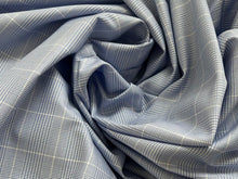 Load image into Gallery viewer, #1841 Grey Blue Plaid Italian 100% Cotton Shirting Remnant